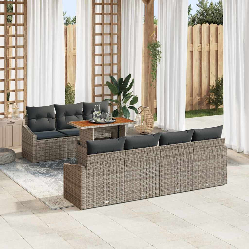 vidaXL Gartensofa-set 8 Stk. Grau und Braun