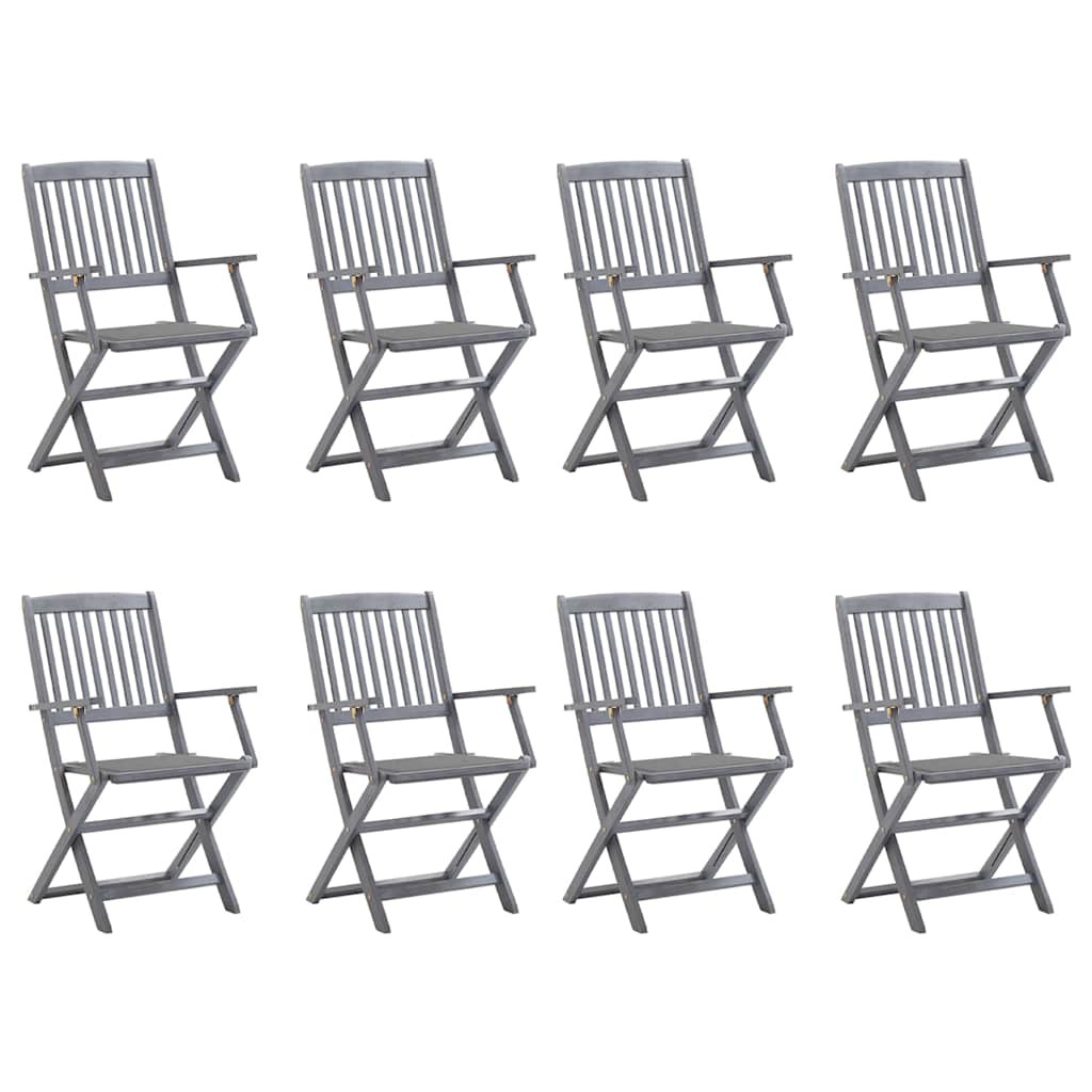 vidaXL Klappbare Gartenstühle 8 Stk. mit Kissen Massivholz Akazie