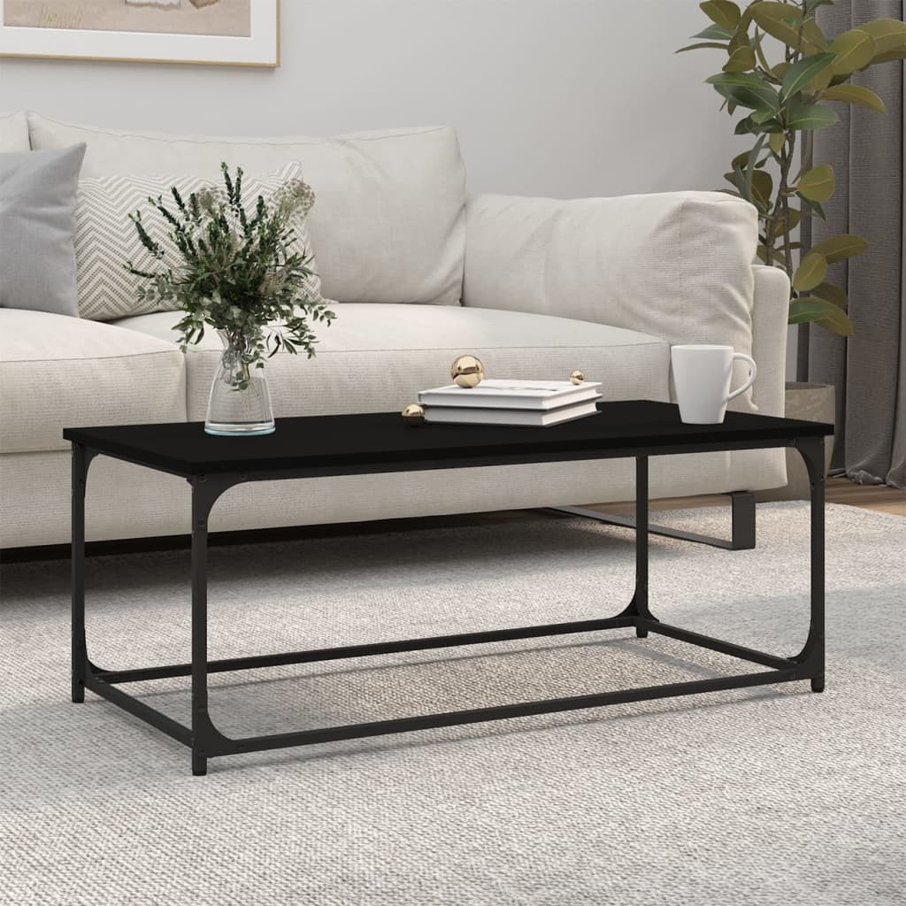 vidaXL Couchtisch Schwarz 102x50x40 cm Holzwerkstoff und Eisen