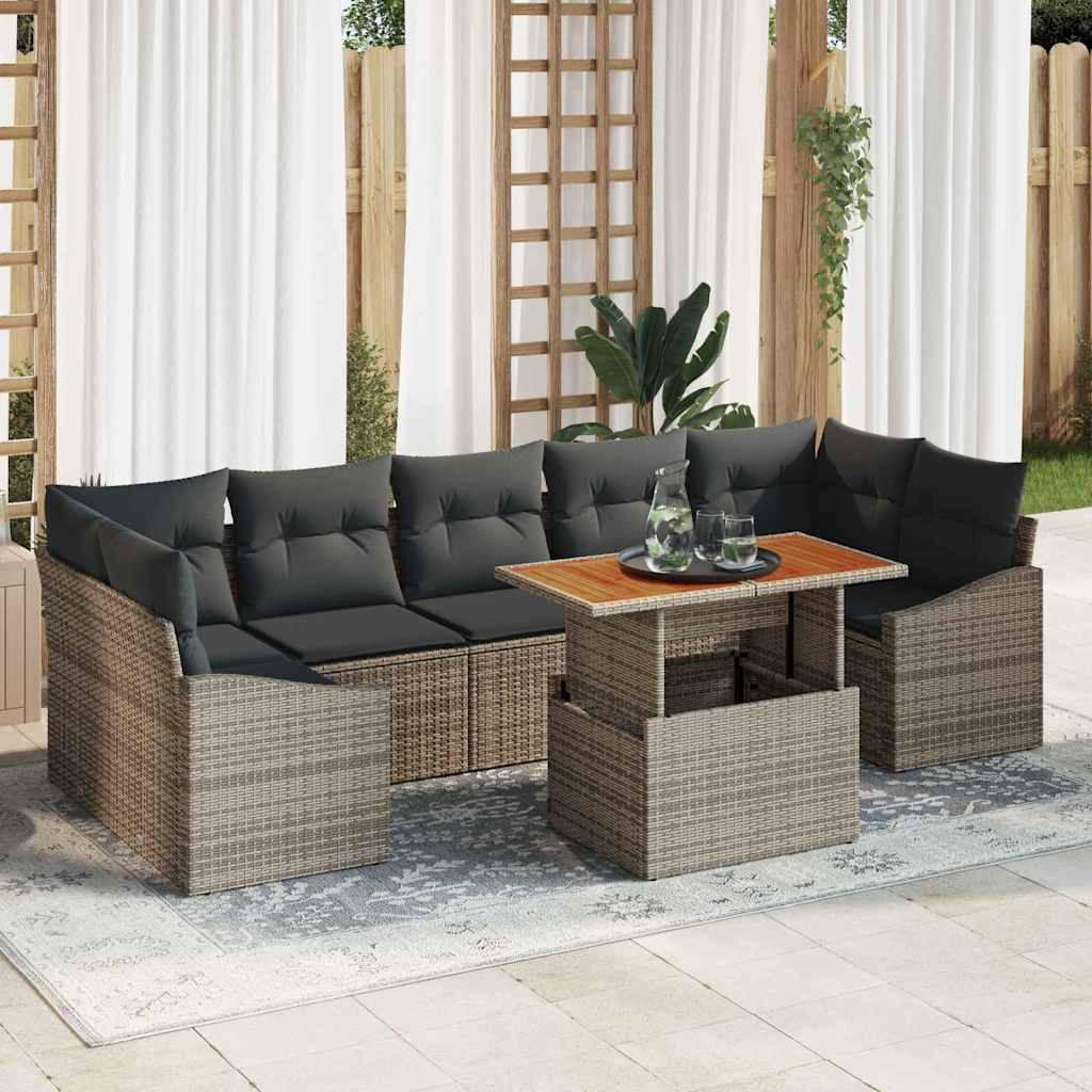 vidaXL Gartensofa-set 8 Stk. Grau und Braun