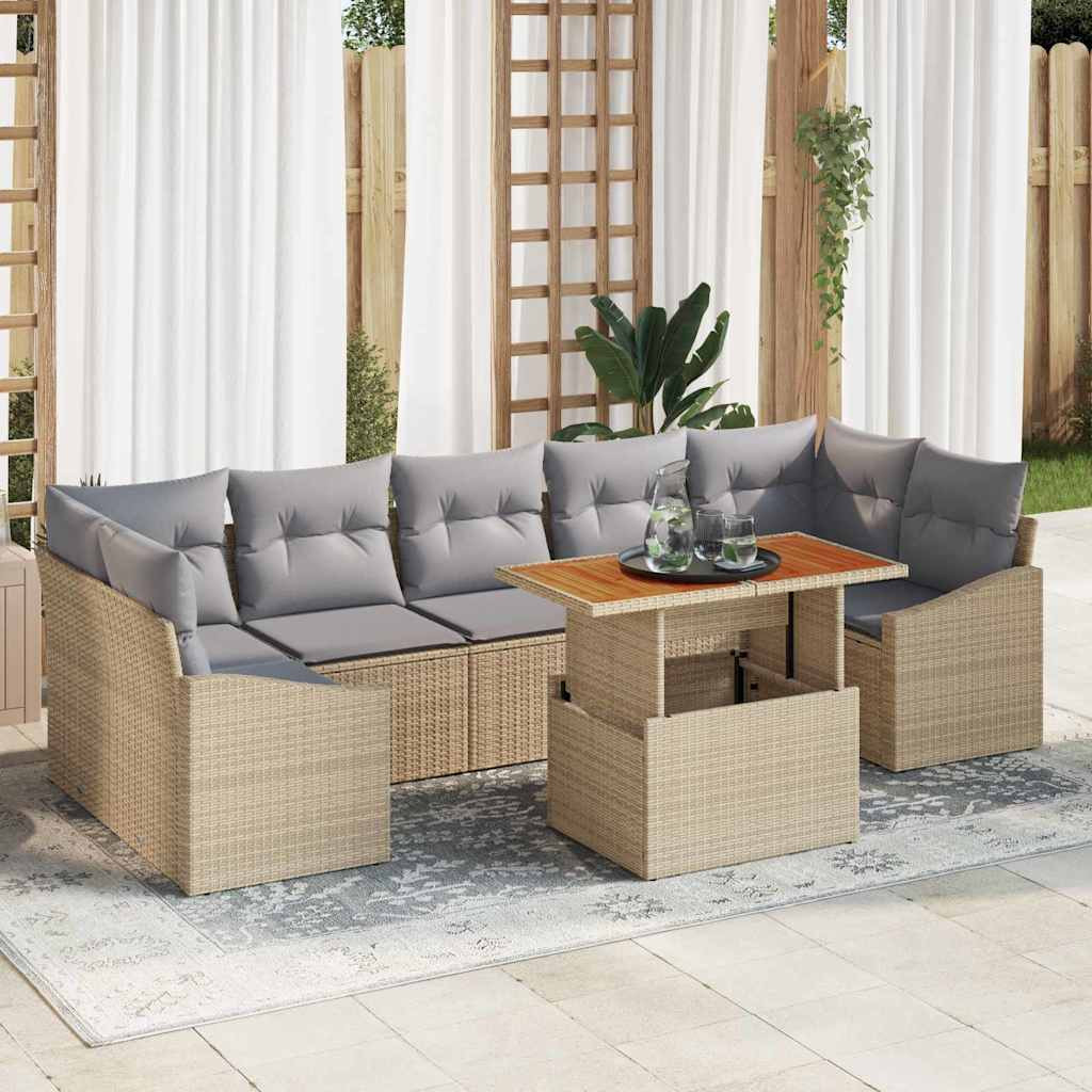vidaXL Gartensofa-set 8 Stk. Beige und Grau