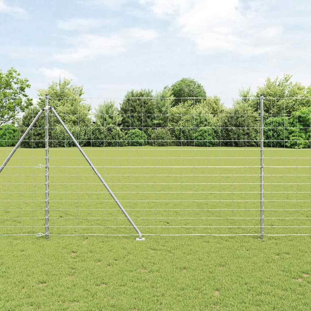vidaXL Schweißdrahtzaun mit Spikes 25 x 1,6 m Verzinkter Stahl Silber