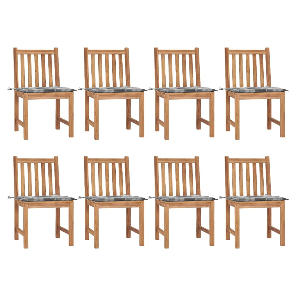 vidaXL Gartenstühle 8 Stk. mit Kissen Massivholz Teak