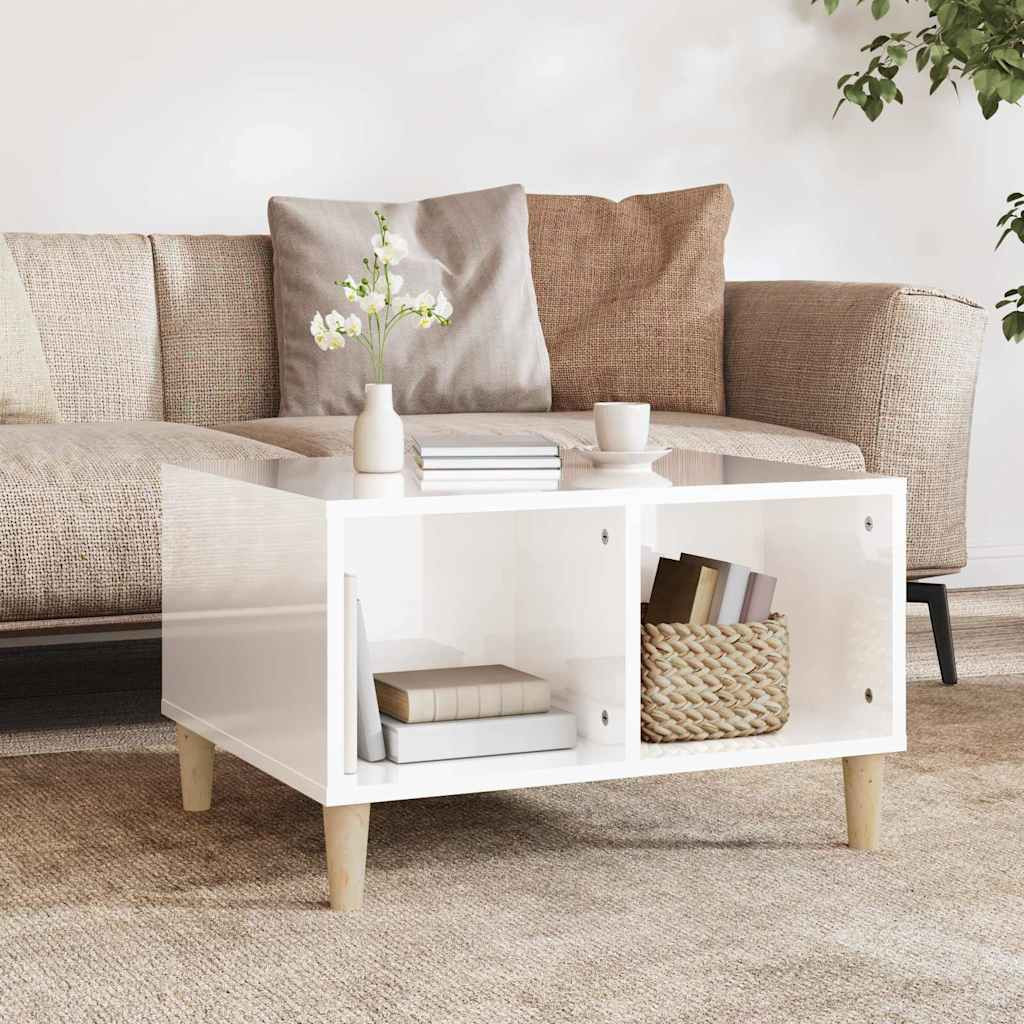 vidaXL Couchtisch Hochglanz-Weiß 60x50x36,5 cm Holzwerkstoff