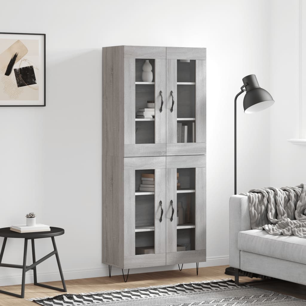 vidaXL Highboard Grau Sonoma 69,5x34x180 cm Holzwerkstoff