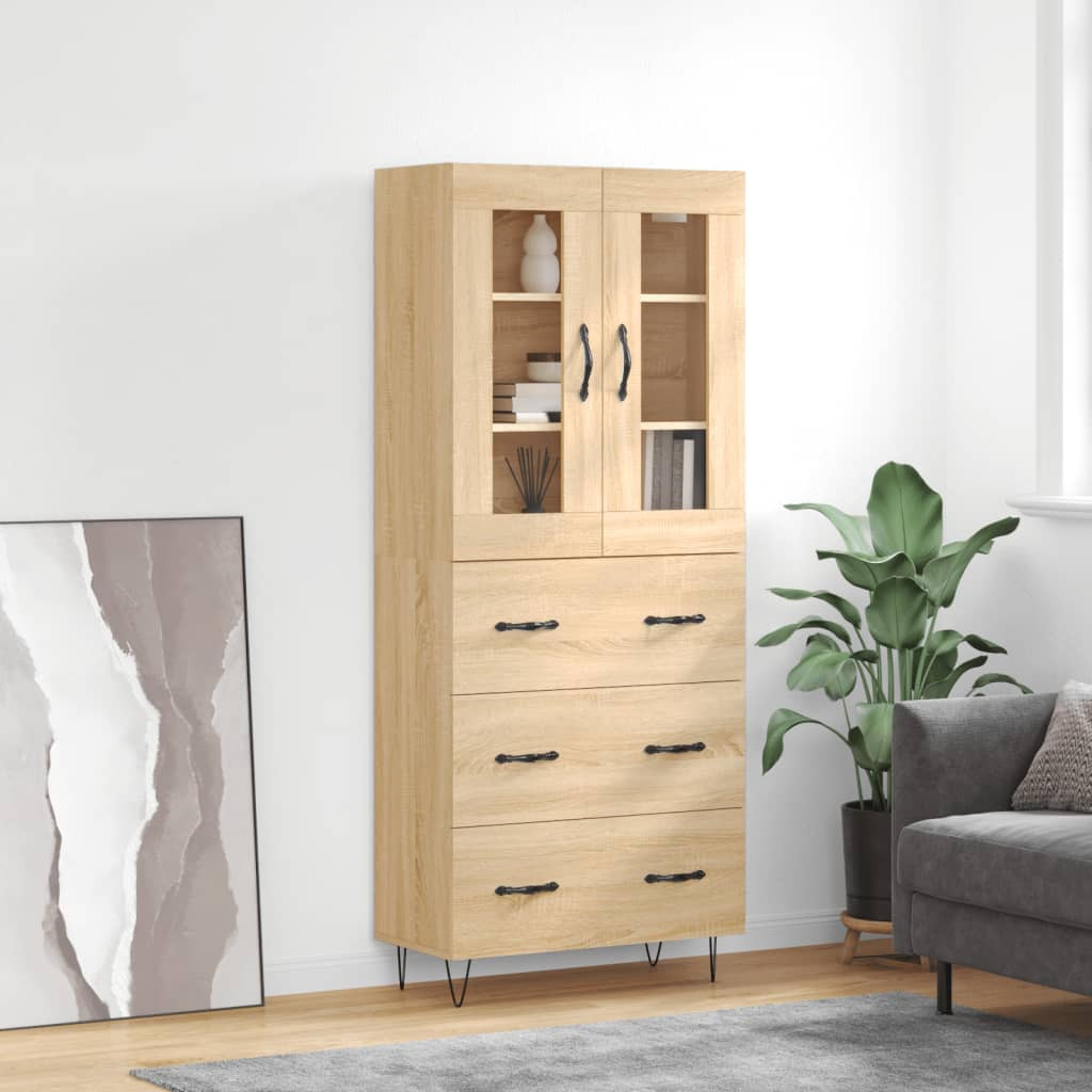vidaXL Highboard Sonoma-Eiche 69,5x34x180 cm Holzwerkstoff