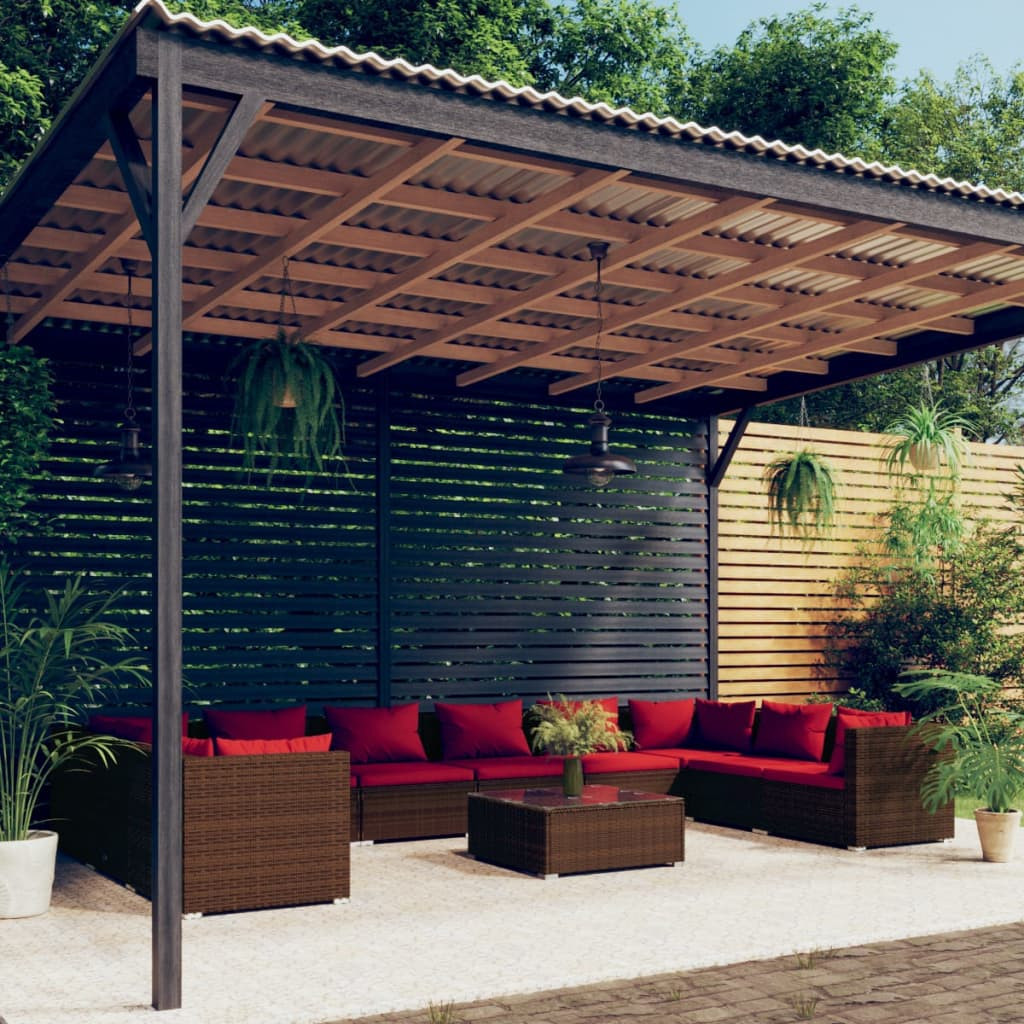vidaXL 11-tlg. Garten-Lounge-Set mit Kissen Poly Rattan Braun