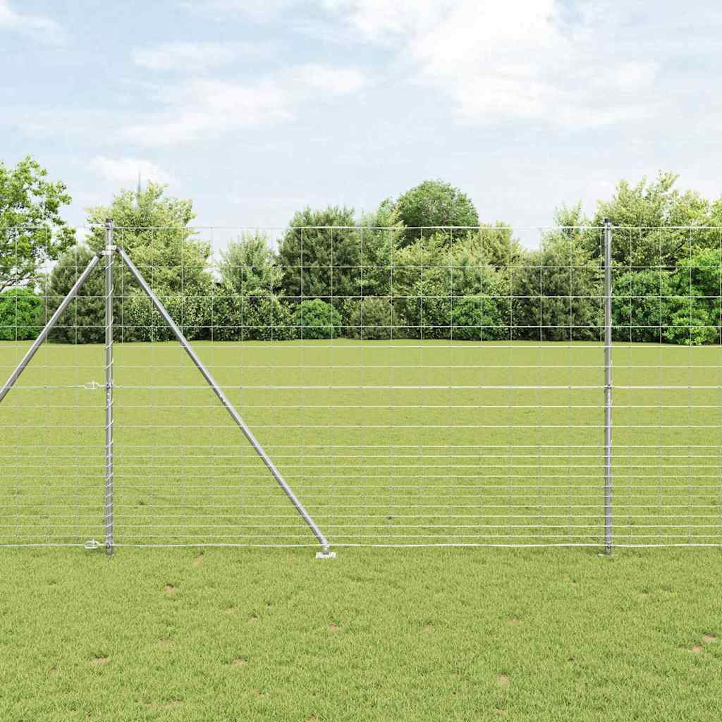 vidaXL Schweißdrahtzaun mit Spikes 25 x 1,6 m Verzinkter Stahl Silber