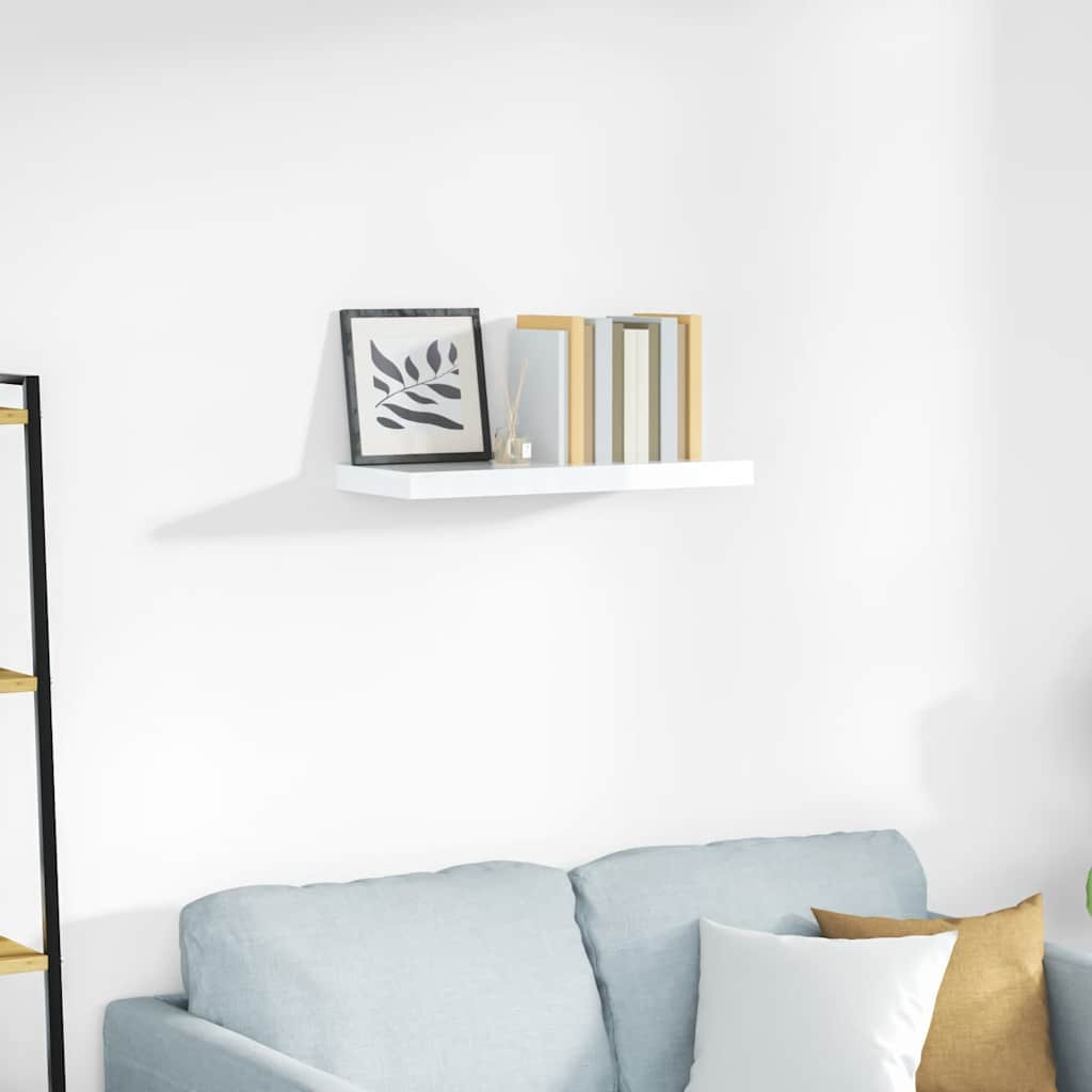vidaXL Schweberegal Hochglanz-Weiß 60x23,5x3,8 cm MDF