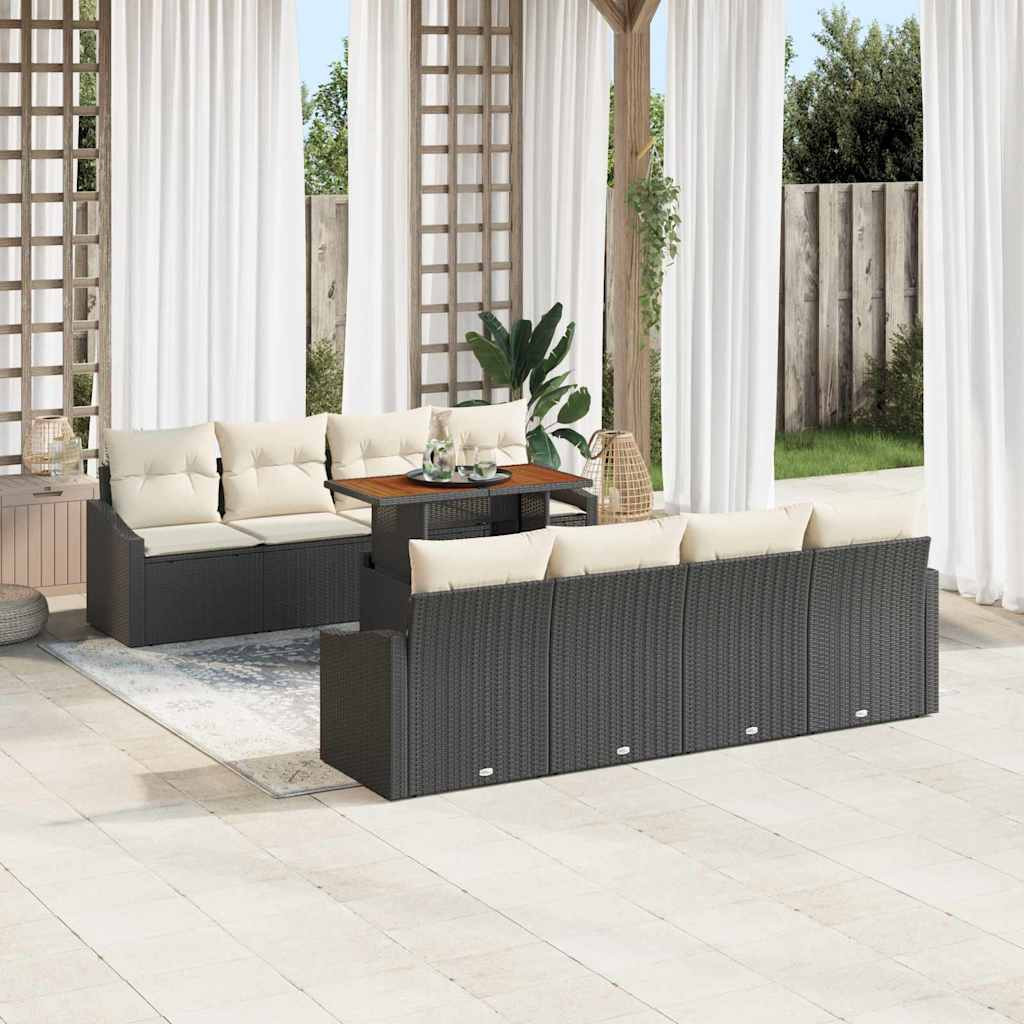 vidaXL Gartensofa-set 9 Stk. Schwarz und Creme