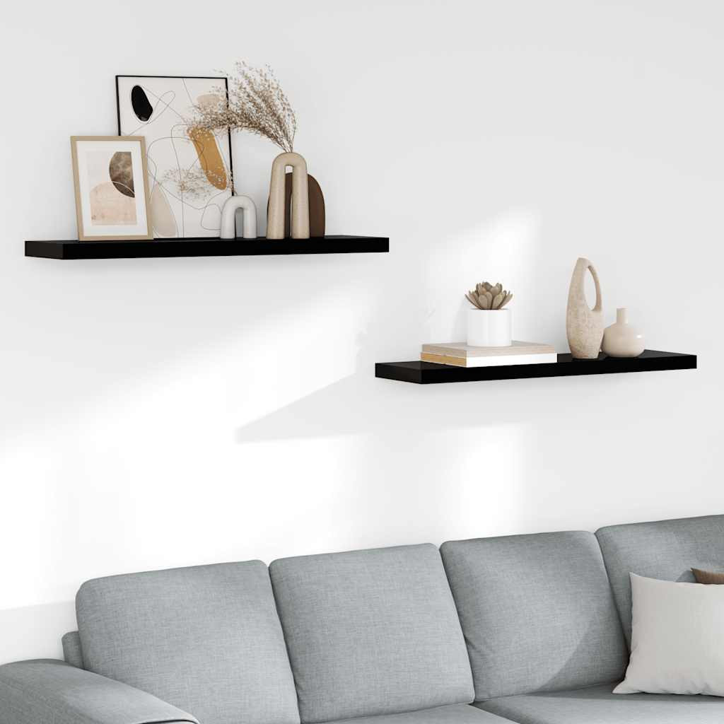 vidaXL Schweberegale 2 Stk. Hochglanz-Schwarz 90x23,5x3,8 cm MDF