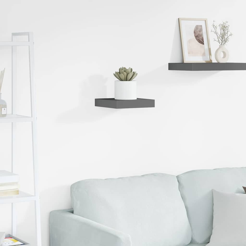 vidaXL Schweberegal Hochglanz-Grau 23x23,5x3,8 cm MDF
