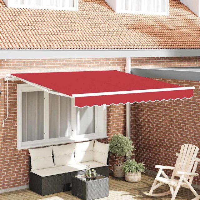 vidaXL Ausziehbare Markise Rot 350 x 250 cm Polyester und Aluminium