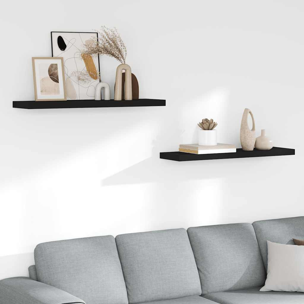 vidaXL Schweberegale 2 Stk. Schwarz 90x23,5x3,8 cm MDF