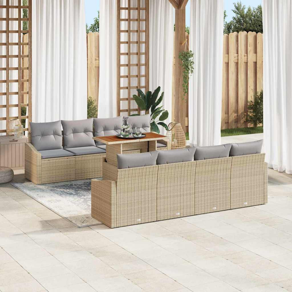 vidaXL Gartensofa-set 9 Stk. Beige und Grau