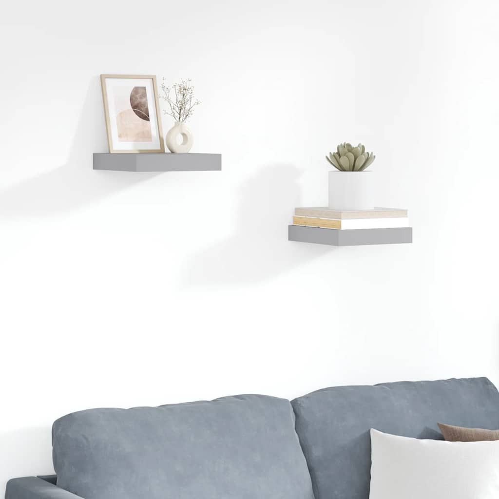 vidaXL Schweberegale 2 Stk. Grau 23x23,5x3,8 cm MDF