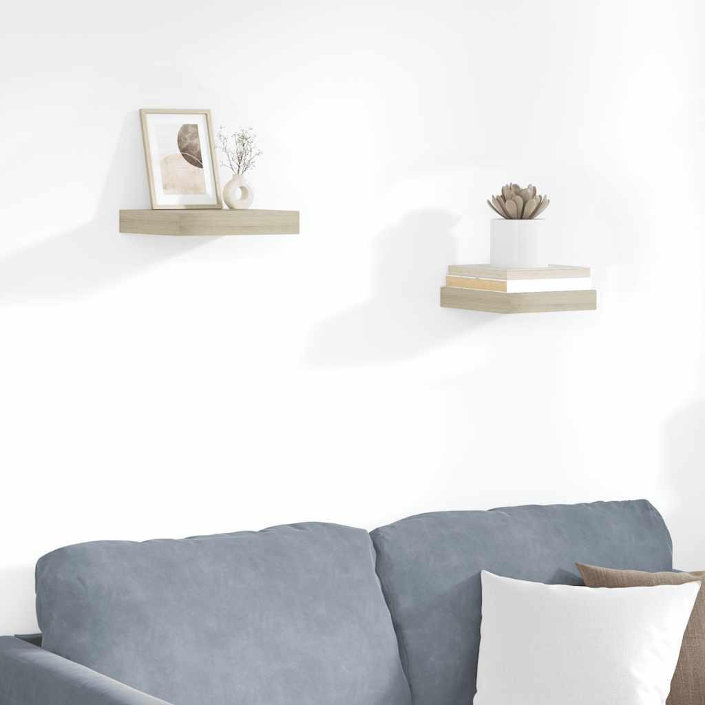 vidaXL Schwebende Wandregale 2 Stk. Eichefarben 23x23,5x3,8cm MDF