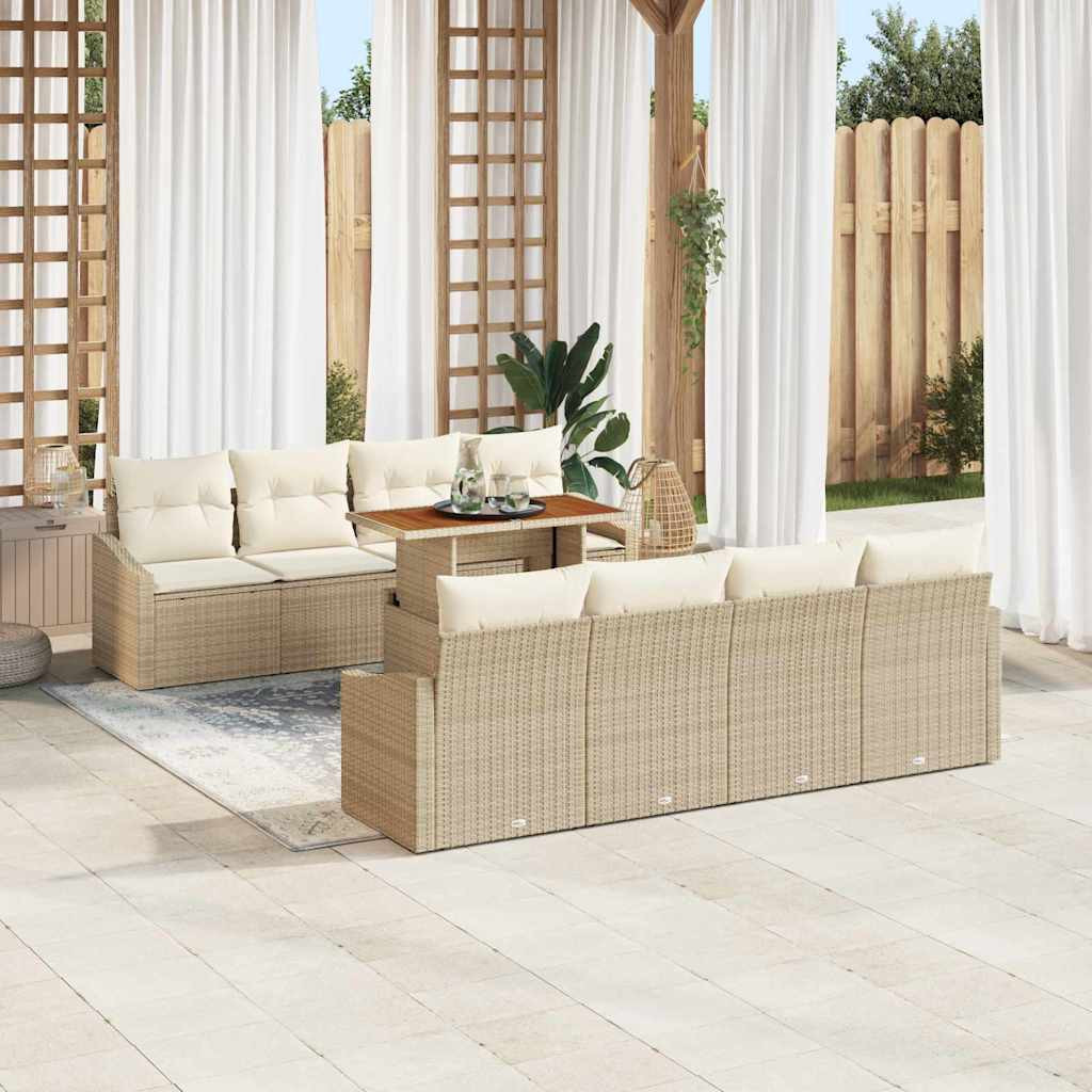 vidaXL Gartensofa-set 9 Stk. Beige und Creme