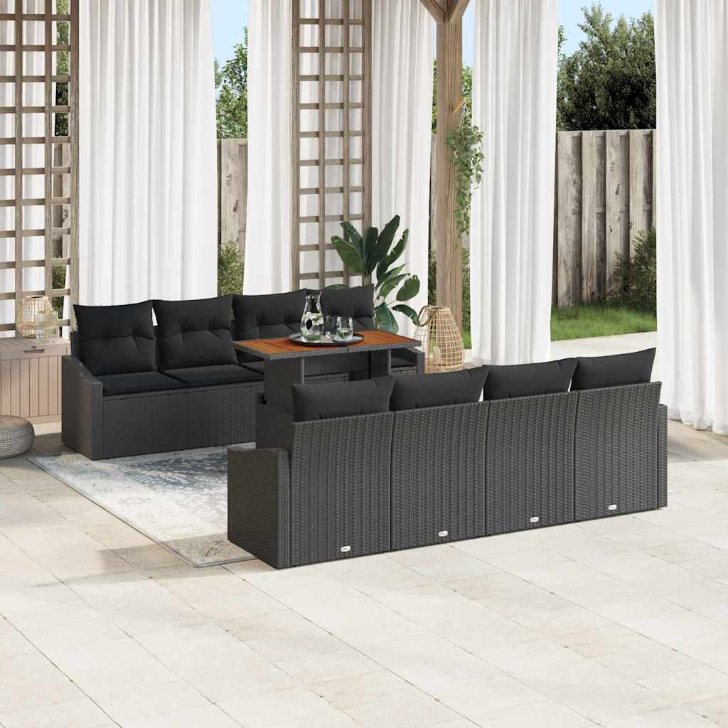 vidaXL Gartensofa-set 9 Stk. Schwarz und Braun