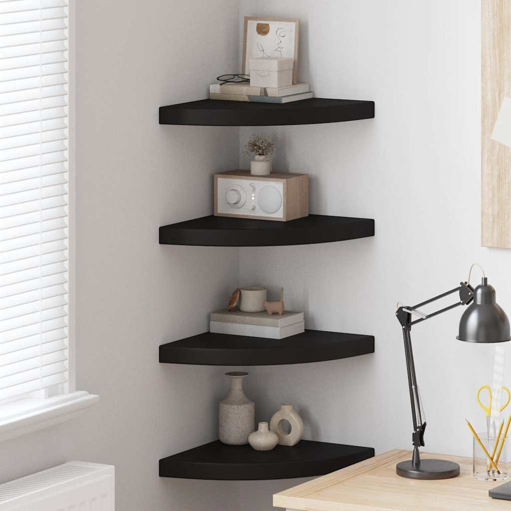 vidaXL Eck-Schweberegale 4 Stk. Schwarz 35x35x3,8 cm MDF