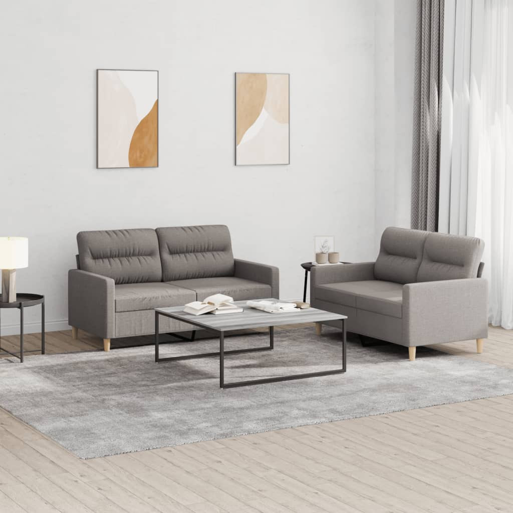 vidaXL 2-tlg. Sofagarnitur mit Kissen Taupe Stoff