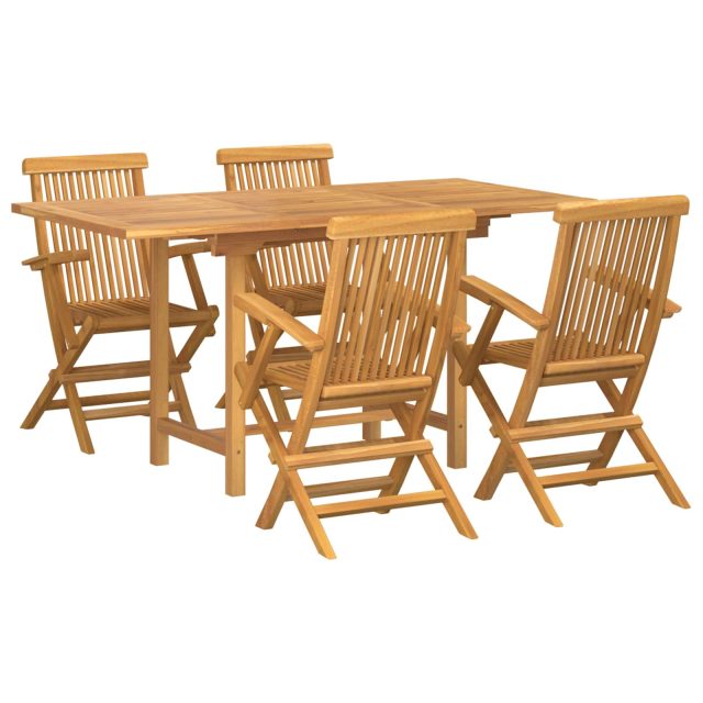 vidaXL Garten Essgruppe 5 pcs Braun Massivholz Teak