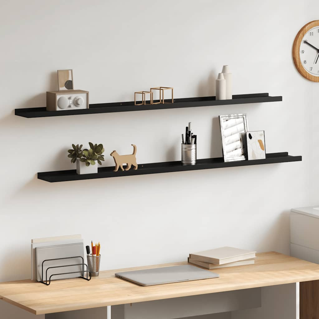 vidaXL Wandregale 2 Stk. Schwarz 115x9x3 cm