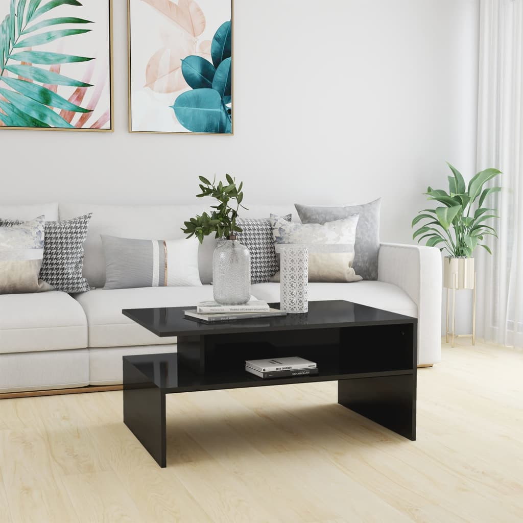 vidaXL Couchtisch Hochglanz-Grau 90x60x42,5 cm Holzwerkstoff