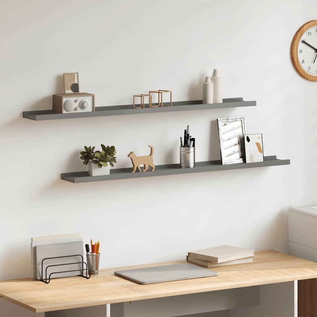 vidaXL Wandregale 2 Stk. Grau 100x9x3 cm