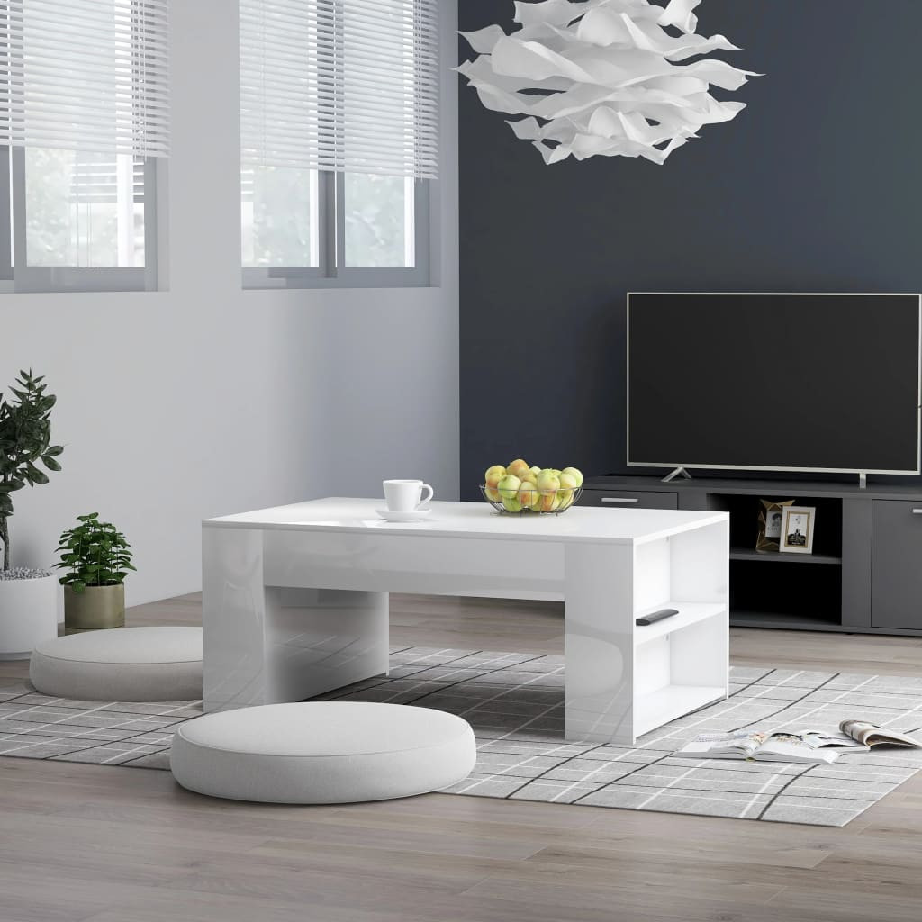 vidaXL Couchtisch Hochglanz-Weiß 100x60x42 cm Holzwerkstoff