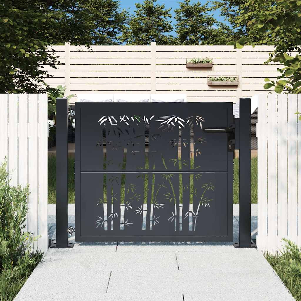 vidaXL Gartentor Anthrazit 100x100 cm Stahl Bambus-Design