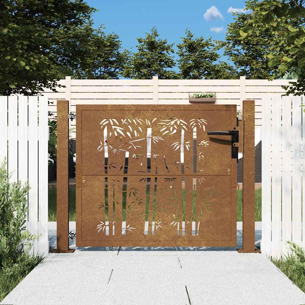 vidaXL Gartentor 100x100 cm Cortenstahl Bambus-Design