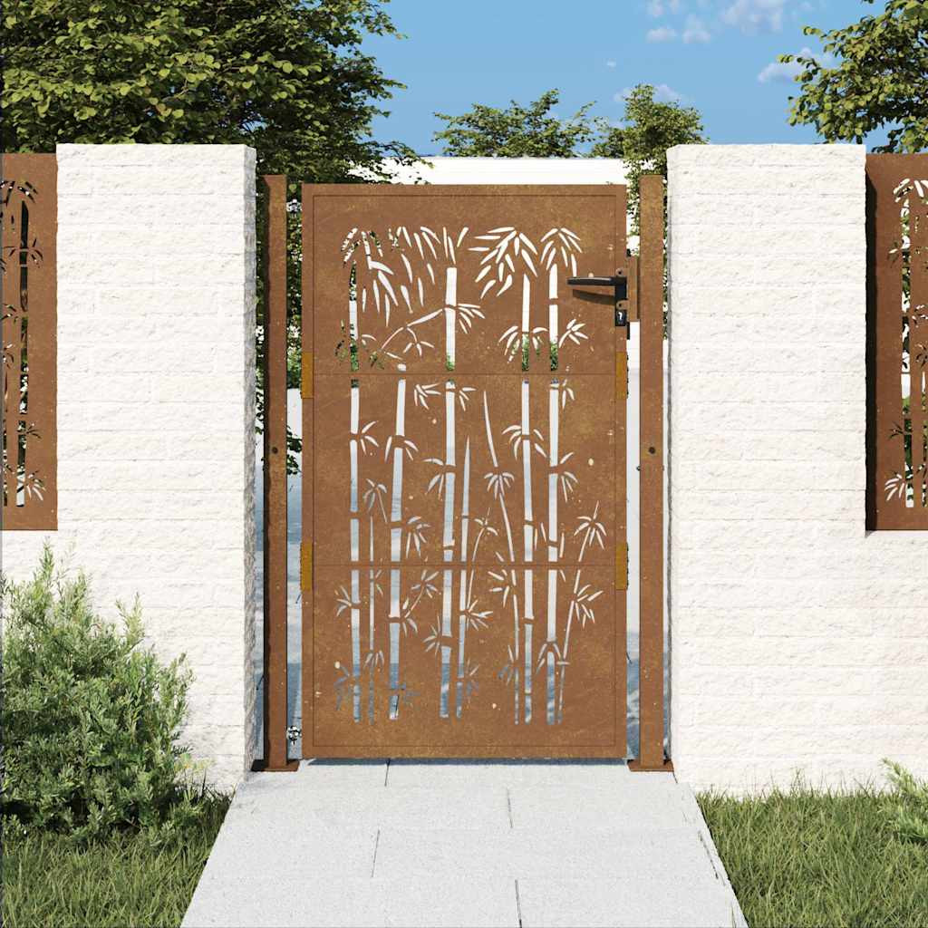 vidaXL Gartentor 100x150 cm Cortenstahl Bambus-Design
