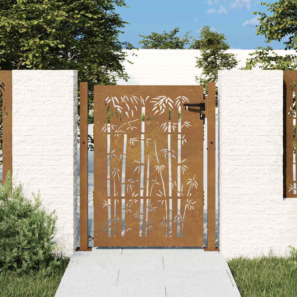 vidaXL Gartentor 100x150 cm Cortenstahl Bambus-Design