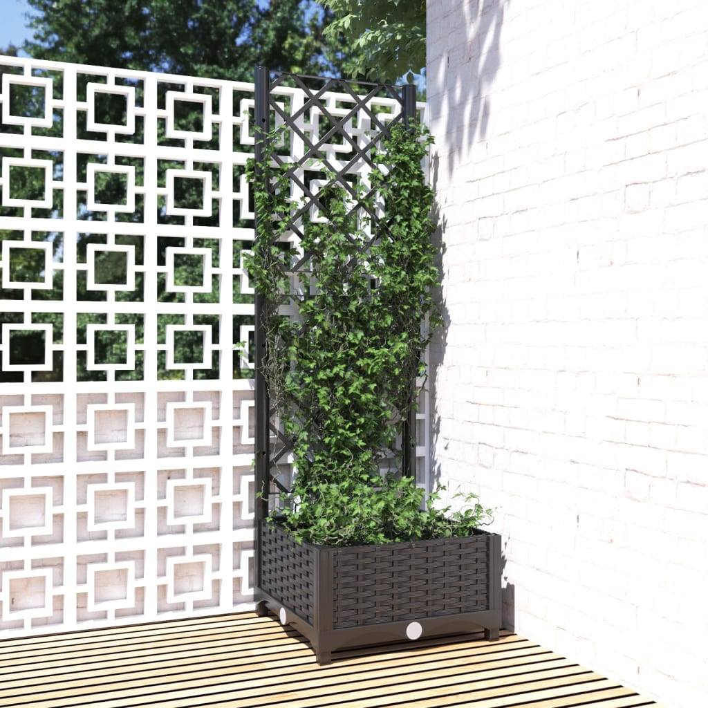 vidaXL Garten-Pflanzgefäß mit Spalier Schwarz 40 x 40 x 121,5 cm PP