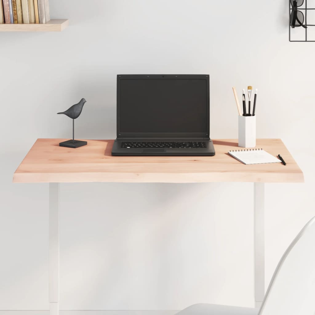 vidaXL Tischplatte 80x40x2 cm Massivholz Eiche Unbehandelt Baumkante
