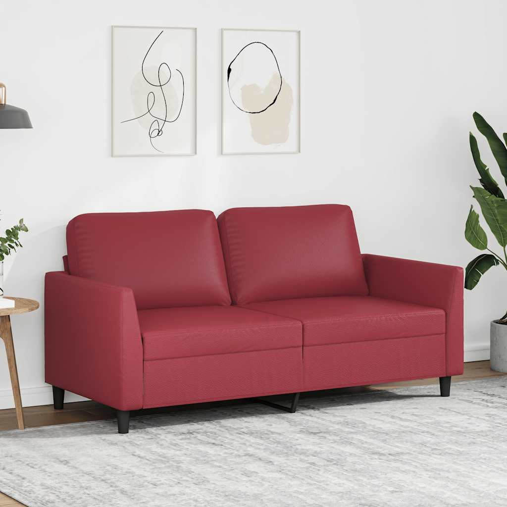 vidaXL 2-Sitzer-Sofa Weinrot 140 cm Kunstleder