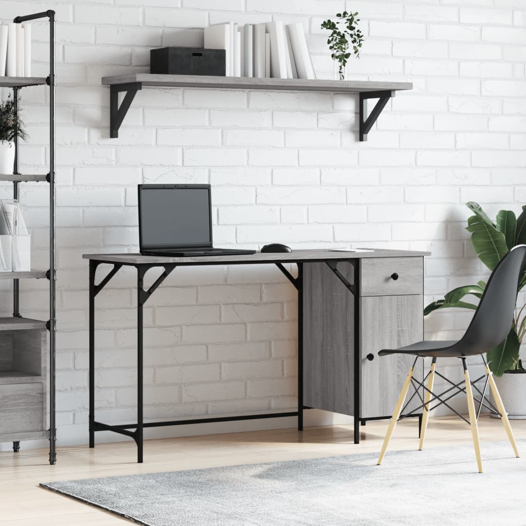 vidaXL Computertisch Grau Sonoma 131x48x75 cm Holzwerkstoff