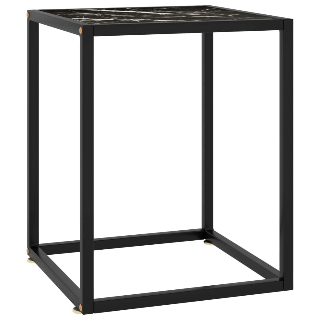 vidaXL Couchtisch Schwarz mit Schwarzem Glas in Marmor-Optik 40x40x50