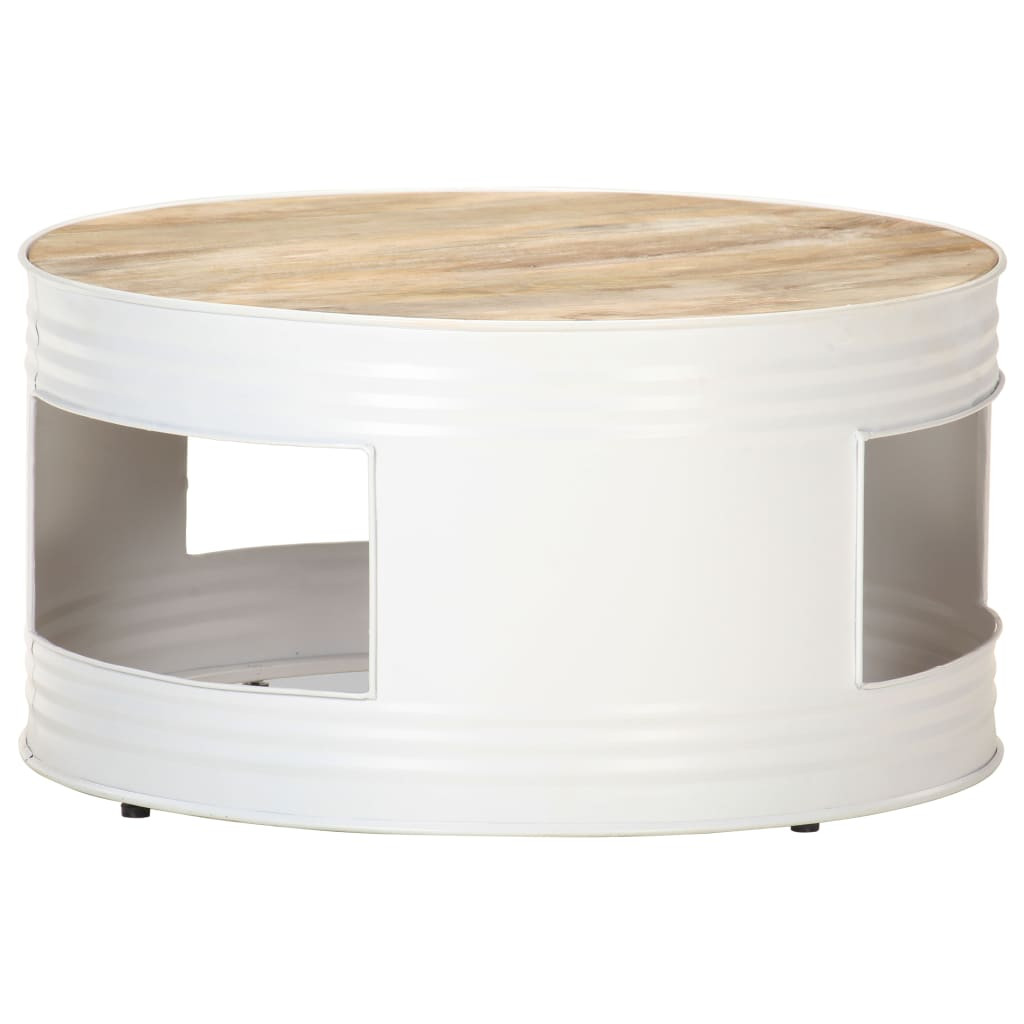 vidaXL Couchtisch Weiß 68x68x36 cm Massivholz Mango