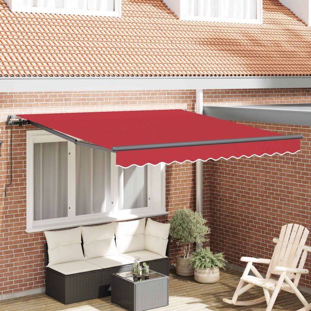vidaXL Ausziehbare Markise Rot 350 x 250 cm Polyester und Aluminium