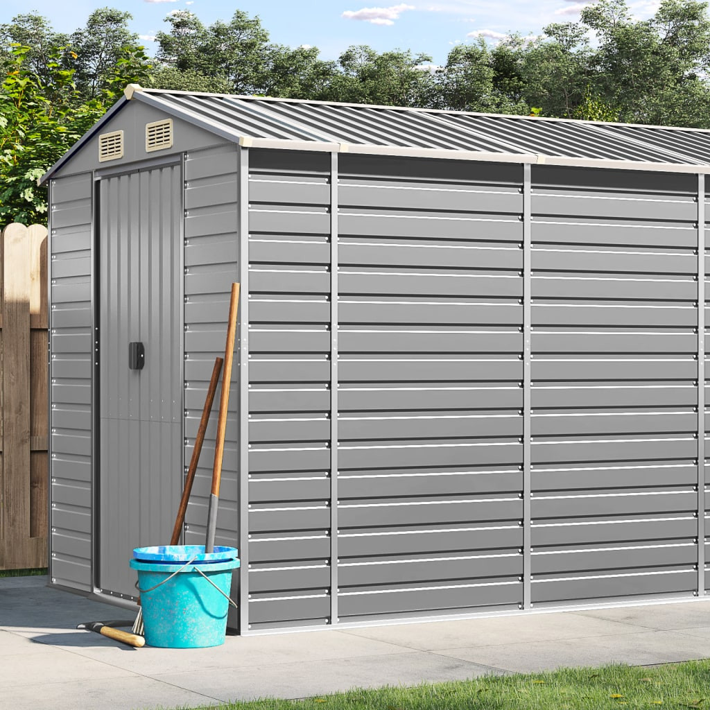 vidaXL Gartenhaus Hellgrau 191x725x198 cm Verzinkter Stahl