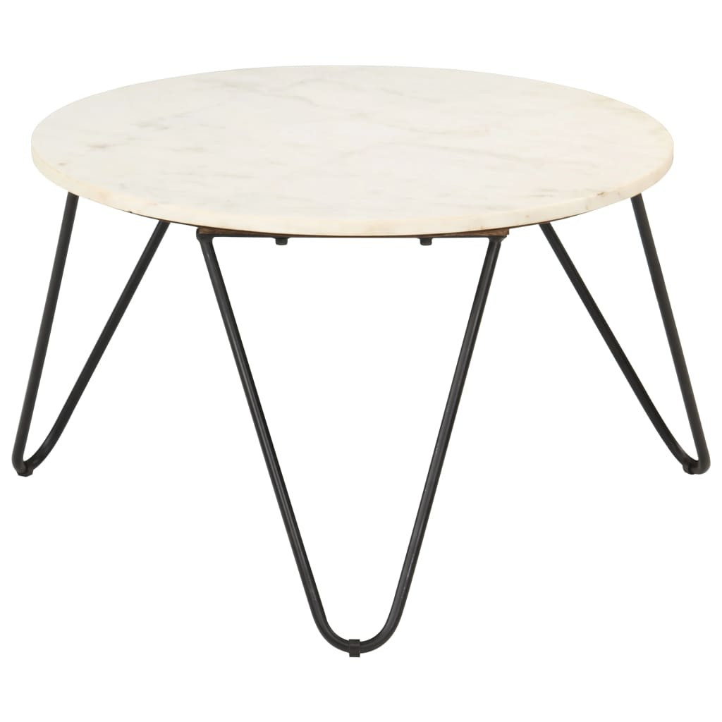 vidaXL Couchtisch Weiß 65x65x42 cm Echtstein in Marmoroptik