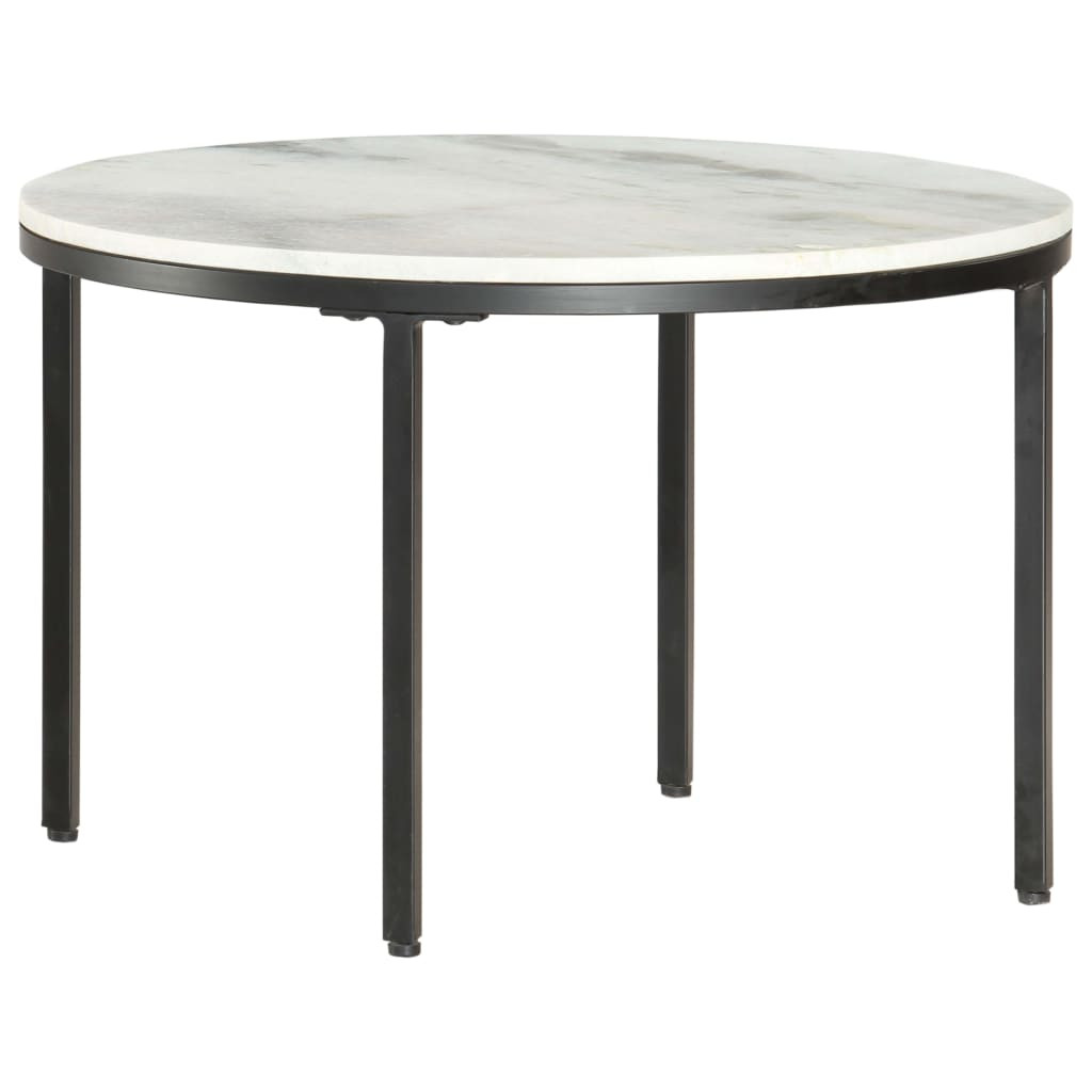 vidaXL Couchtisch Weiß und Schwarz Ø65 cm Echter Marmor