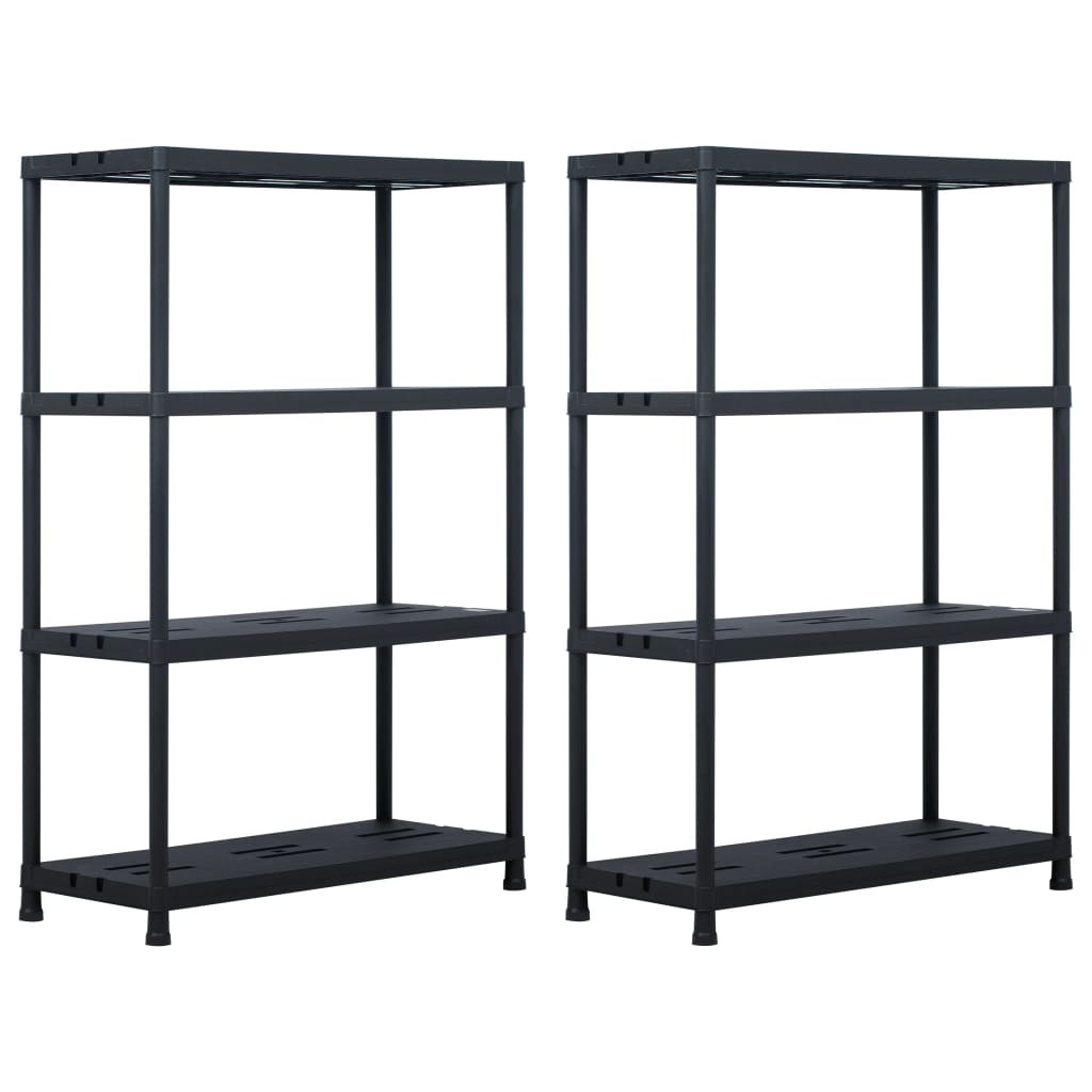 vidaXL Lagerregale 2 Stk. Schwarz 220 kg 90 x 40 x 138 cm Kunststoff