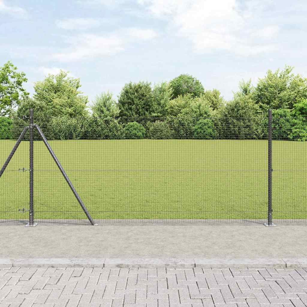 vidaXL Geschweißter Drahtzaun mit Betonsockel 10 x 0,8 m Grau Netz