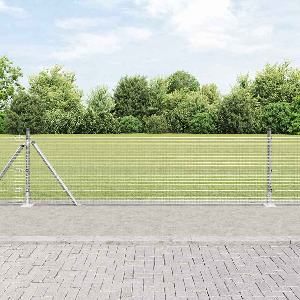 vidaXL Geschweißter Drahtzaun mit Betonsockel 10 x 0,4 m Silber Netz