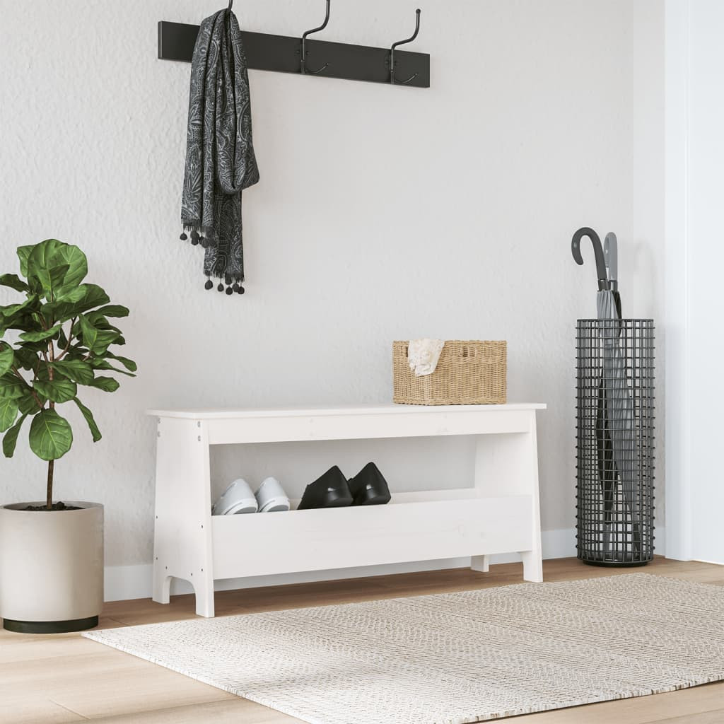 vidaXL Flurbank Weiß 100 x 28 x 45 cm Massivholz Kiefer