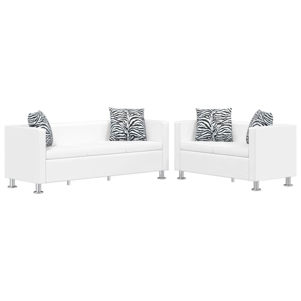 vidaXL Sofagarnitur Kunstleder 3-Sitzer + 2-Sitzer Weiß