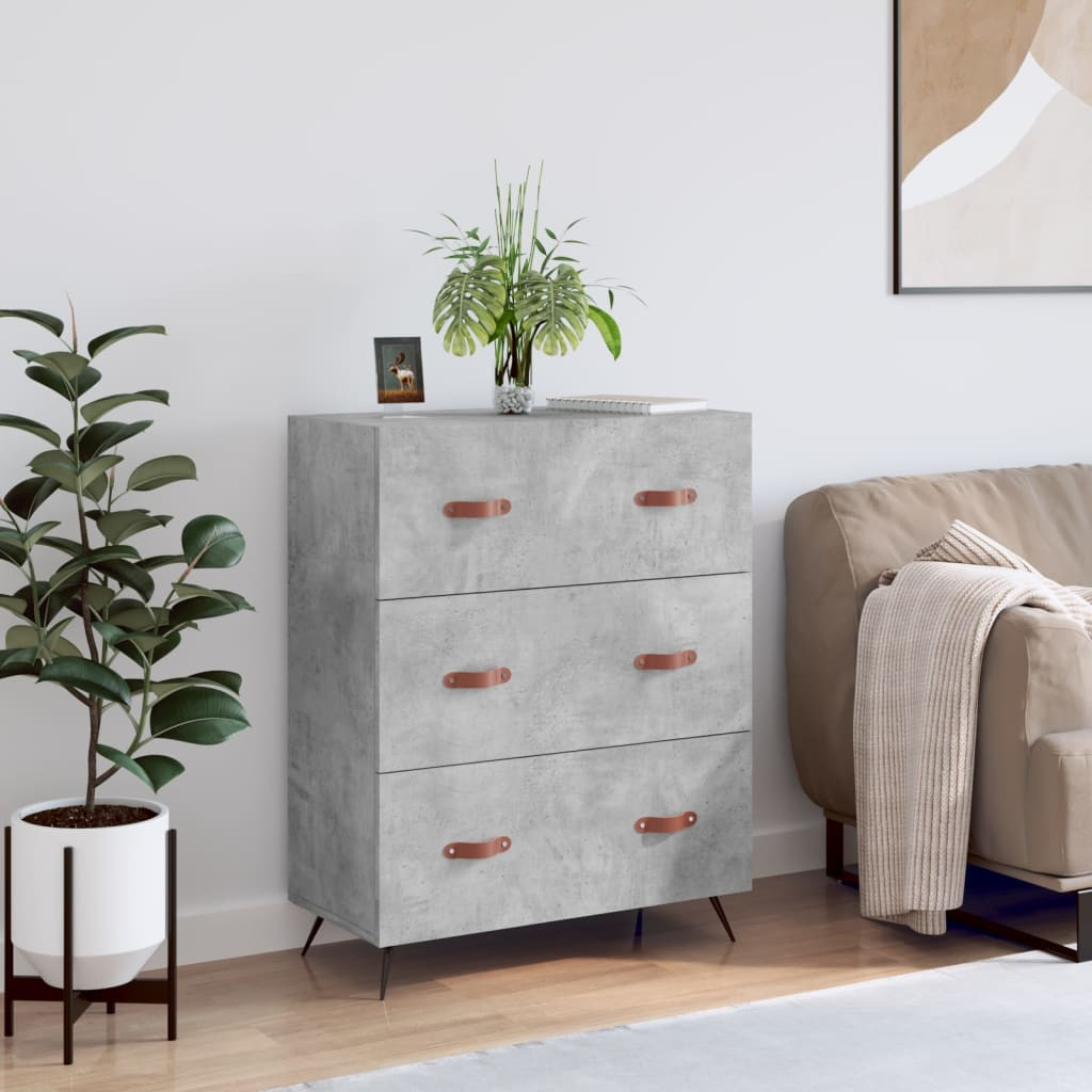 vidaXL Kommode Betongrau 69,5x34x90 cm Holzwerkstoff